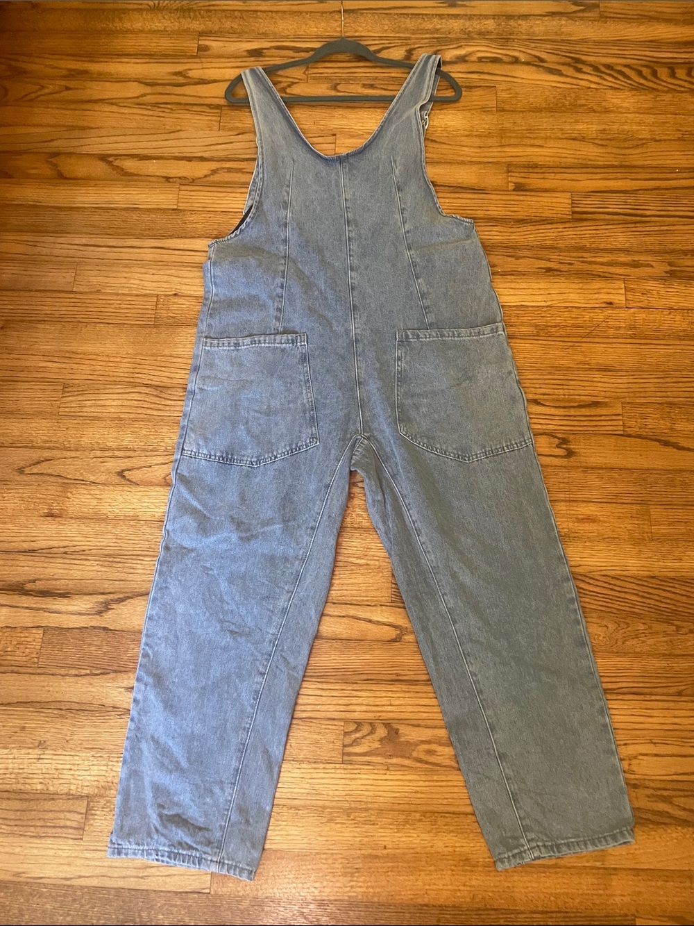 Relaxed Denim Jumpsuit in Light Classic  Blue - Picture 6 of 9